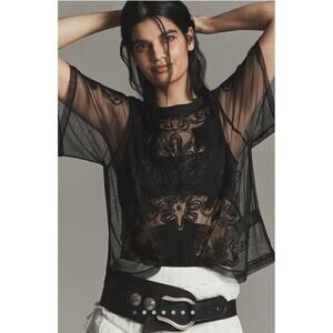 NWT Anthropologie Sheer Mesh Top - Size L MSRP $118